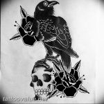 photo tattoo raven on the skull 18.02.2019 №059 - tattoo with skull and raven - tattoovalue.net