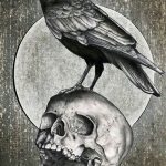 photo tattoo raven on the skull 18.02.2019 №078 - tattoo with skull and raven - tattoovalue.net