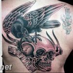 photo tattoo raven on the skull 18.02.2019 №081 - tattoo with skull and raven - tattoovalue.net