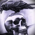 photo tattoo raven on the skull 18.02.2019 №084 - tattoo with skull and raven - tattoovalue.net