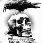 photo tattoo raven on the skull 18.02.2019 №090 - tattoo with skull and raven - tattoovalue.net