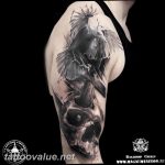 photo tattoo raven on the skull 18.02.2019 №092 - tattoo with skull and raven - tattoovalue.net