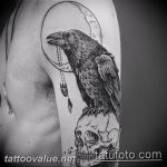 photo tattoo raven on the skull 18.02.2019 №095 - tattoo with skull and raven - tattoovalue.net
