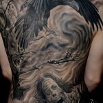 photo tattoo raven on the skull 18.02.2019 №101 - tattoo with skull and raven - tattoovalue.net