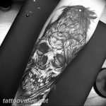 photo tattoo raven on the skull 18.02.2019 №108 - tattoo with skull and raven - tattoovalue.net
