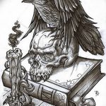 photo tattoo raven on the skull 18.02.2019 №112 - tattoo with skull and raven - tattoovalue.net