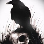 photo tattoo raven on the skull 18.02.2019 №128 - tattoo with skull and raven - tattoovalue.net