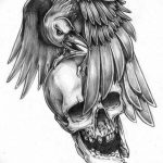photo tattoo raven on the skull 18.02.2019 №131 - tattoo with skull and raven - tattoovalue.net