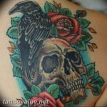 photo tattoo raven on the skull 18.02.2019 №133 - tattoo with skull and raven - tattoovalue.net