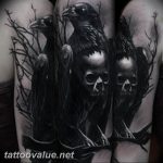 photo tattoo raven on the skull 18.02.2019 №136 - tattoo with skull and raven - tattoovalue.net