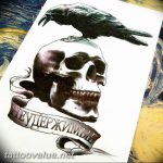 photo tattoo raven on the skull 18.02.2019 №141 - tattoo with skull and raven - tattoovalue.net