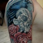 photo tattoo raven on the skull 18.02.2019 №144 - tattoo with skull and raven - tattoovalue.net