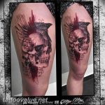 photo tattoo raven on the skull 18.02.2019 №166 - tattoo with skull and raven - tattoovalue.net