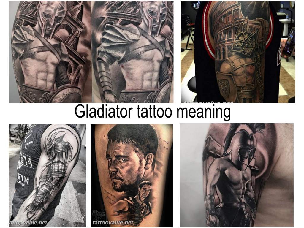 Gladiator tattoo meaning - information about the features of the picture and examples of finished tattoos in the photo