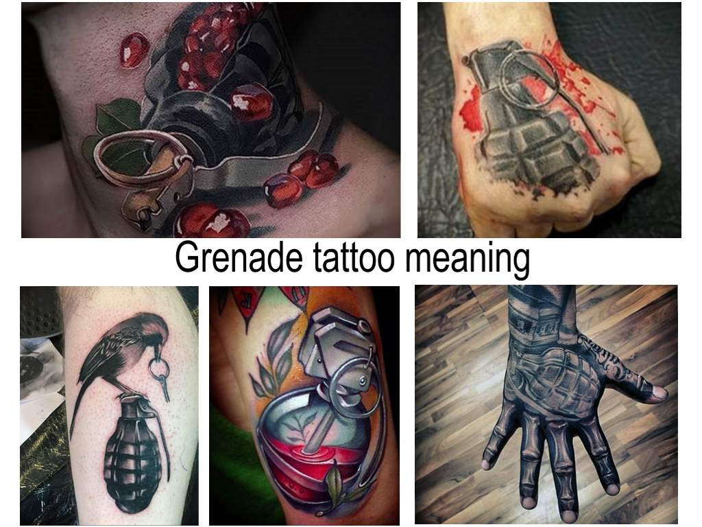 Grenade tattoo meaning - information about the features and options for tattoo design - photo examples of finished works