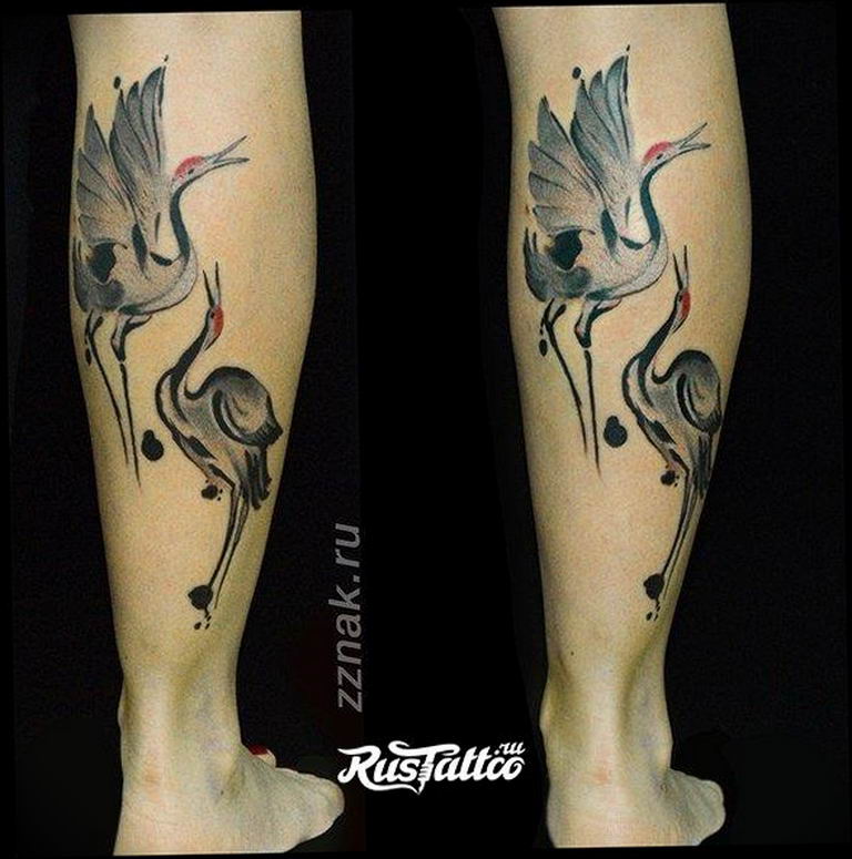 Photo tattoo crane 01.03.2019 №087 - idea for tattoo drawing crane - tattoovalue.net