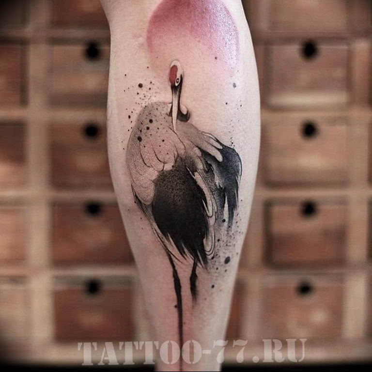 Photo tattoo crane 01.03.2019 №110 - idea for tattoo drawing crane - tattoovalue.net