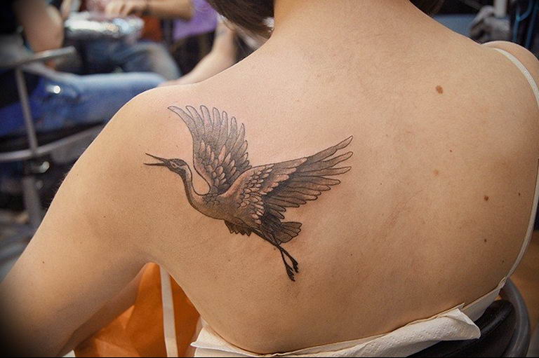 Photo tattoo crane 01.03.2019 №121 - idea for tattoo drawing crane - tattoovalue.net