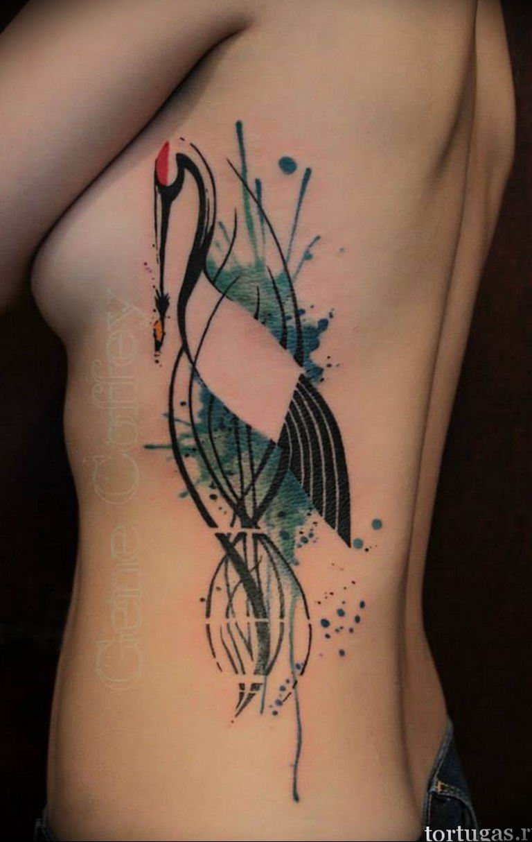 Photo tattoo crane 01.03.2019 №139 - idea for tattoo drawing crane - tattoovalue.net