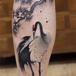 Photo tattoo crane 01.03.2019 №155 - idea for tattoo drawing crane - tattoovalue.net