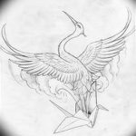 Photo tattoo crane 01.03.2019 №234 - idea for tattoo drawing crane - tattoovalue.net