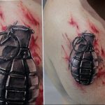 grenade tattoo photo 01.03.2019 №005 - idea for drawing a grenade tattoo - tattoovalue.net