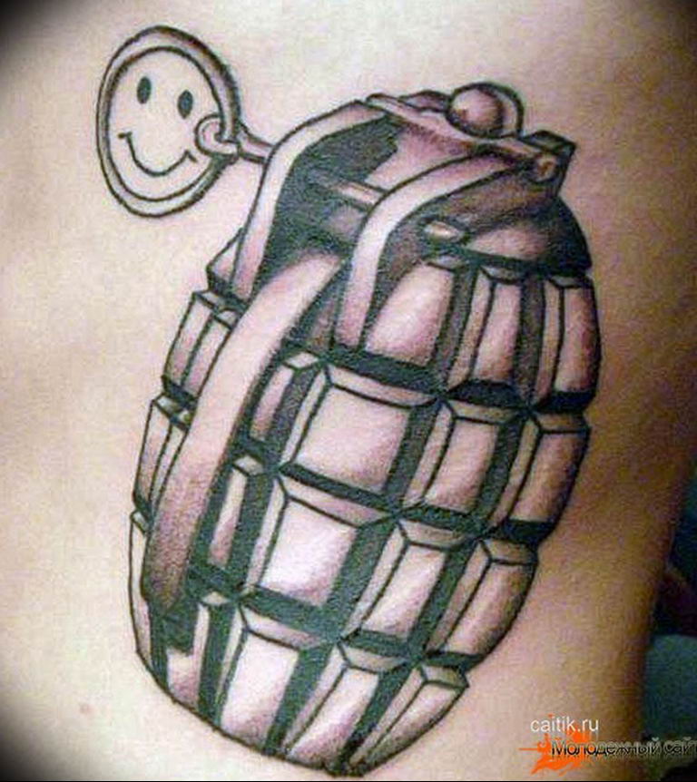 grenade tattoo photo 01.03.2019 №035 - idea for drawing a grenade tattoo - tattoovalue.net