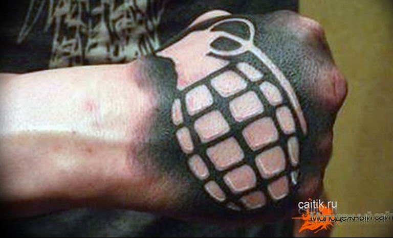 grenade tattoo photo 01.03.2019 №062 - idea for drawing a grenade tattoo - tattoovalue.net