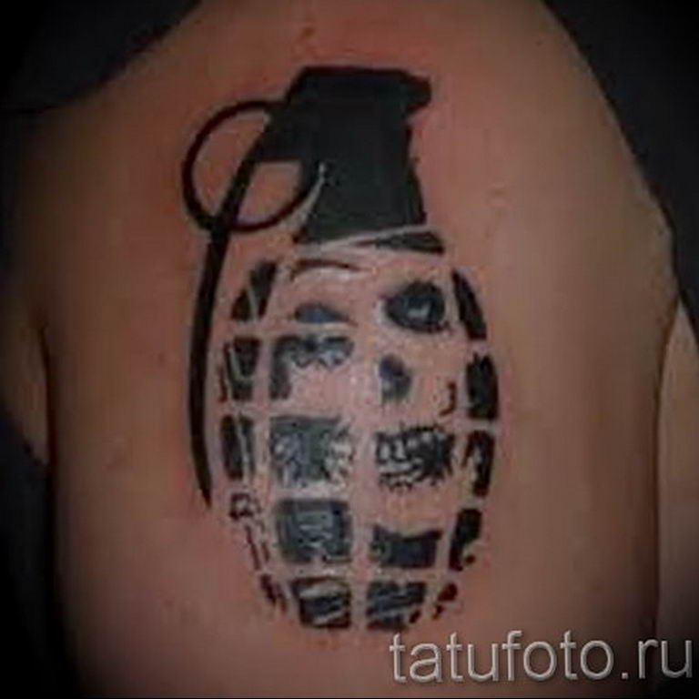 grenade tattoo photo 01.03.2019 №106 - idea for drawing a grenade tattoo - tattoovalue.net