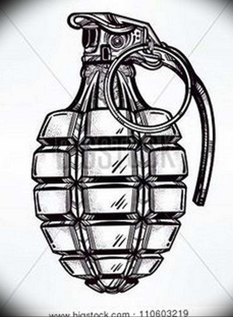 grenade tattoo photo 01.03.2019 №126 - idea for drawing a grenade tattoo - tattoovalue.net