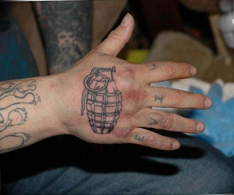 grenade tattoo photo 01.03.2019 №162 - idea for drawing a grenade tattoo - tattoovalue.net