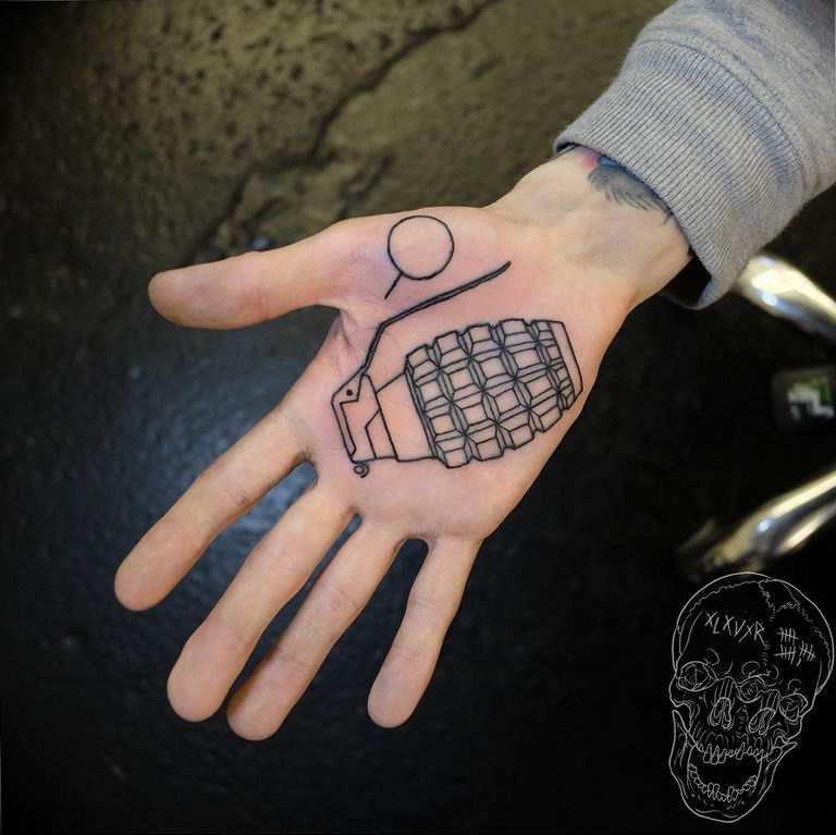 grenade tattoo photo 01.03.2019 №205 - idea for drawing a grenade tattoo - tattoovalue.net