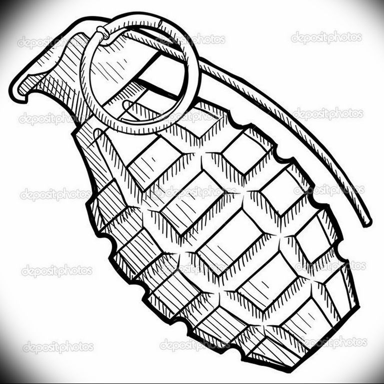 grenade tattoo photo 01.03.2019 №235 - idea for drawing a grenade tattoo - tattoovalue.net
