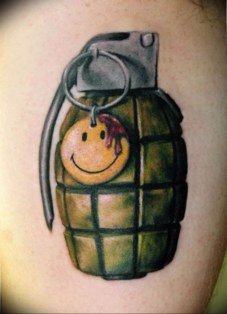 grenade tattoo photo 01.03.2019 №238 - idea for drawing a grenade tattoo - tattoovalue.net
