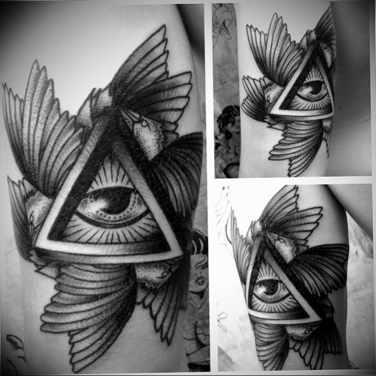 photo eye in triangle tattoo 03.03.2019 №043 - idea for eye in triangle tattoo - tattoovalue.net