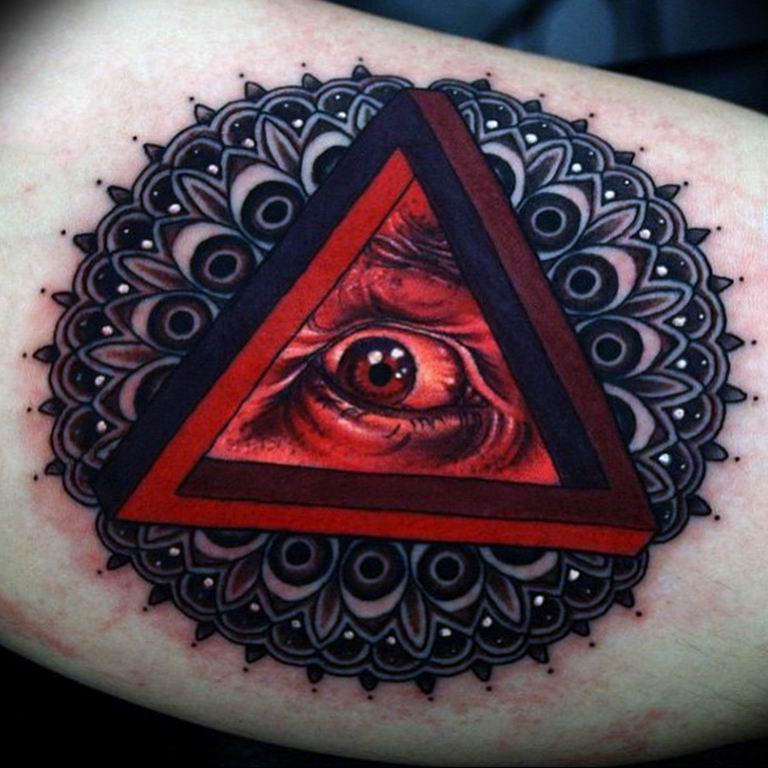 photo eye in triangle tattoo 03.03.2019 №064 - idea for eye in triangle tattoo - tattoovalue.net