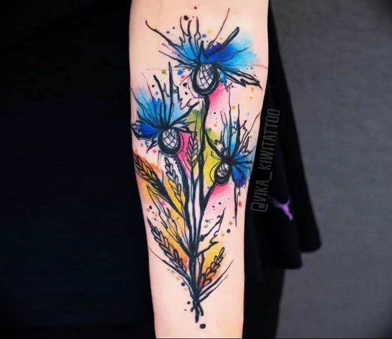 photo tattoo cornflower 03.03.2019 №019 - idea for a tattoo with cornflower - tattoovalue.net