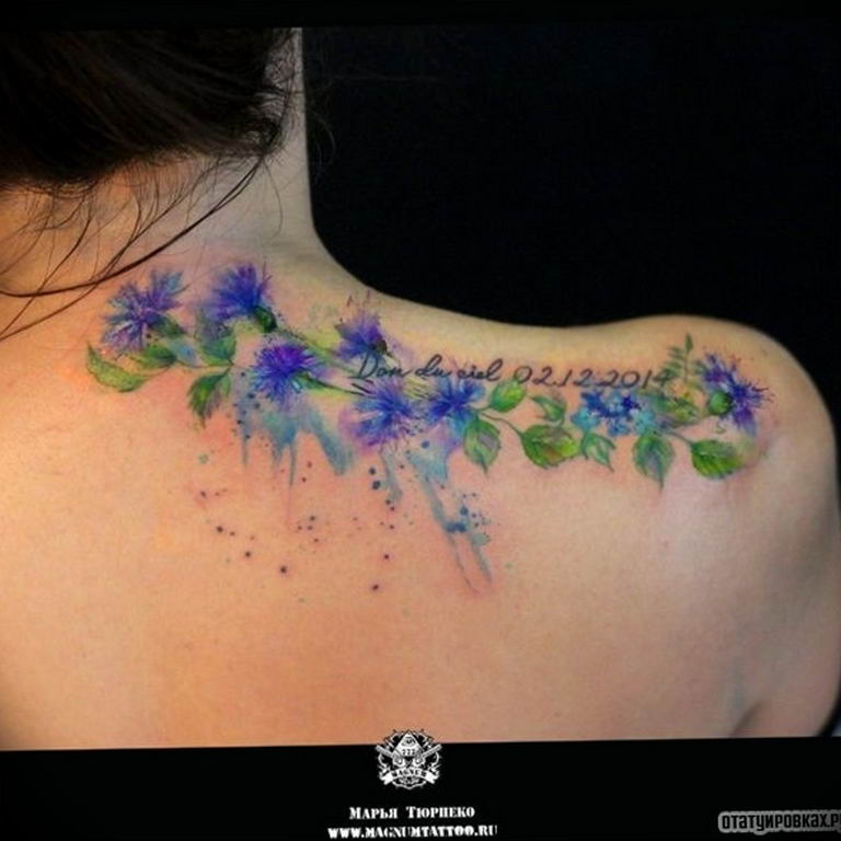 photo tattoo cornflower 03.03.2019 №058 - idea for a tattoo with cornflower - tattoovalue.net