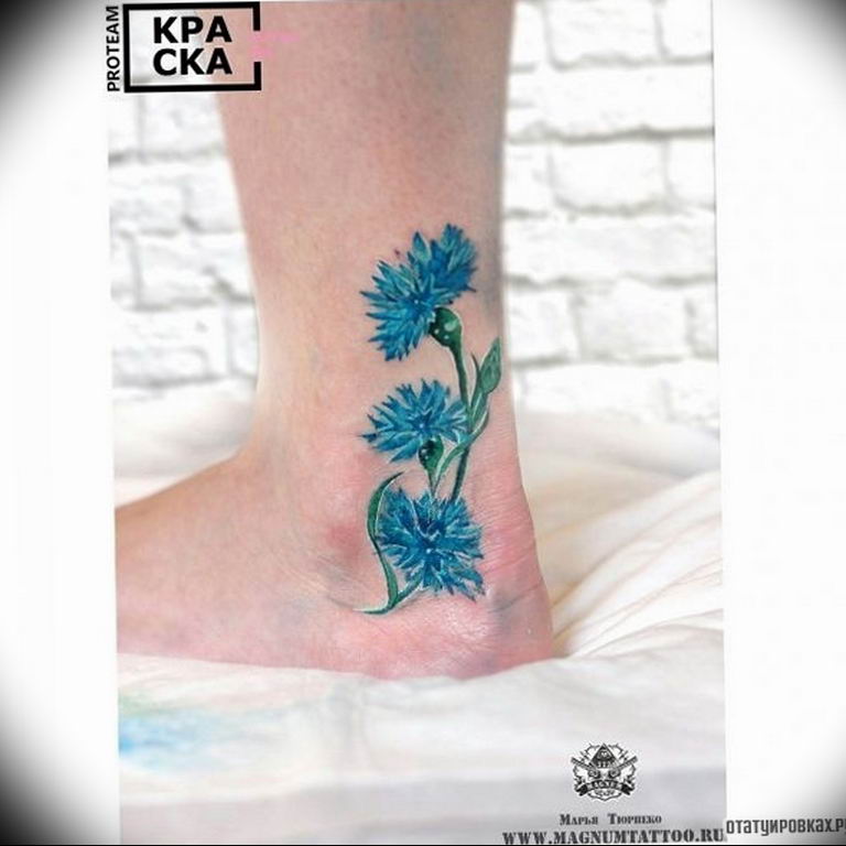 photo tattoo cornflower 03.03.2019 №078 - idea for a tattoo with cornflower - tattoovalue.net