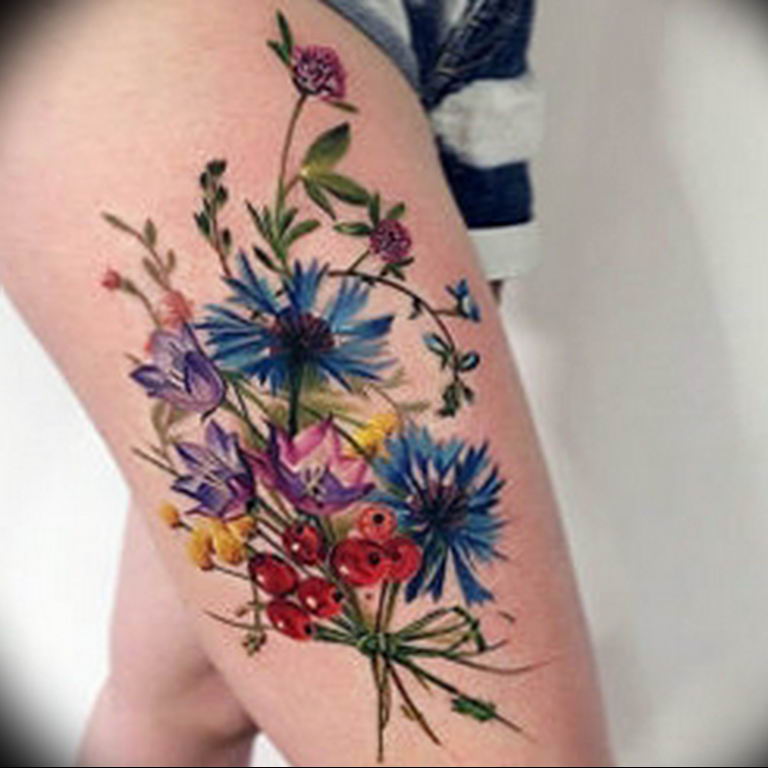 photo tattoo cornflower 03.03.2019 №082 - idea for a tattoo with cornflower - tattoovalue.net
