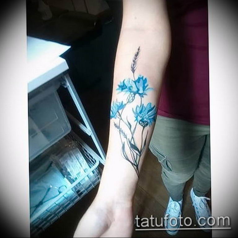 photo tattoo cornflower 03.03.2019 №095 - idea for a tattoo with cornflower - tattoovalue.net