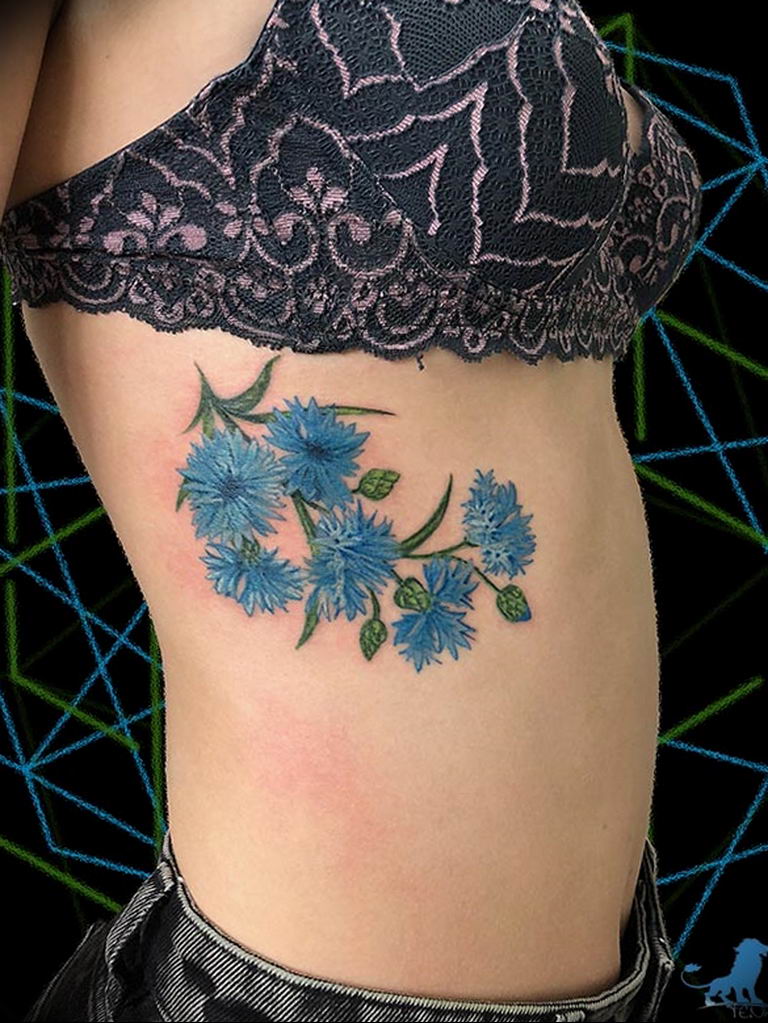 photo tattoo cornflower 03.03.2019 №102 - idea for a tattoo with cornflower - tattoovalue.net