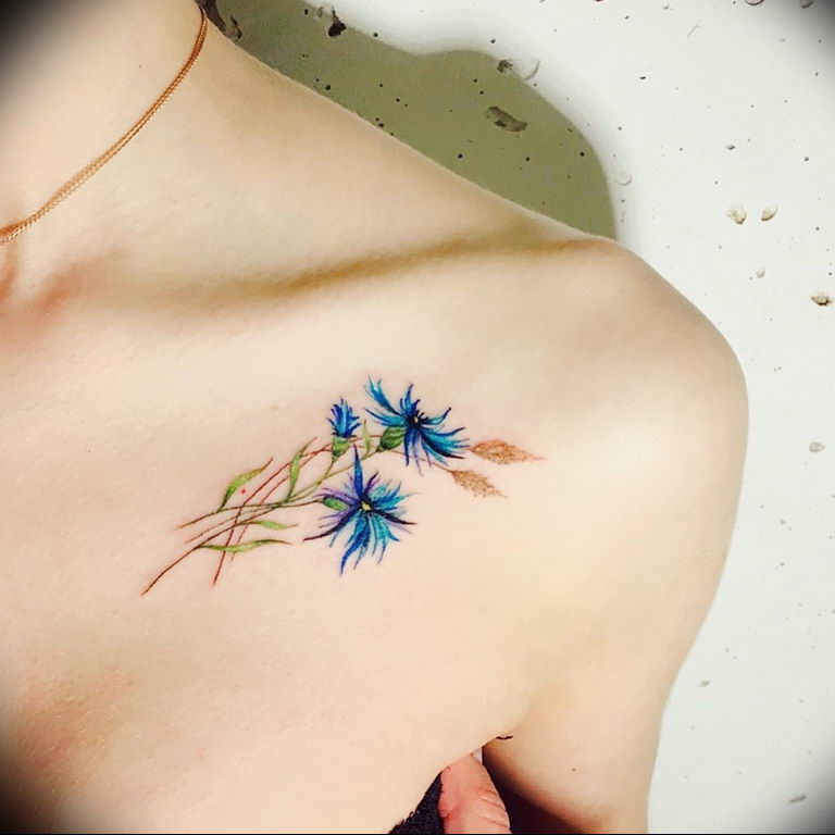 photo tattoo cornflower 03.03.2019 №118 - idea for a tattoo with cornflower - tattoovalue.net