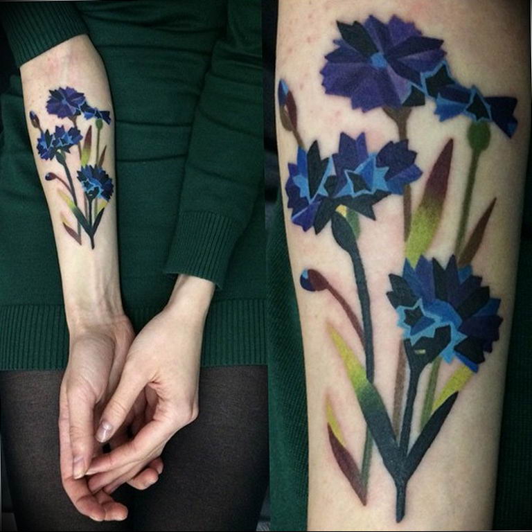 photo tattoo cornflower 03.03.2019 №127 - idea for a tattoo with cornflower - tattoovalue.net