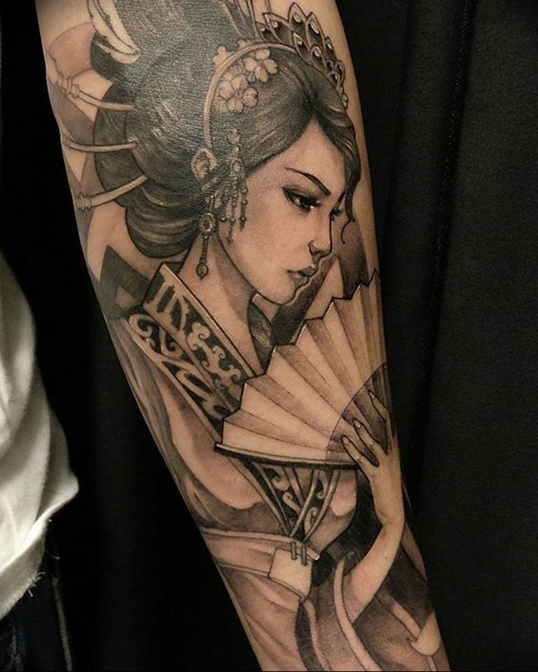 Geisha tattoo meaning history, features of the picture, photos