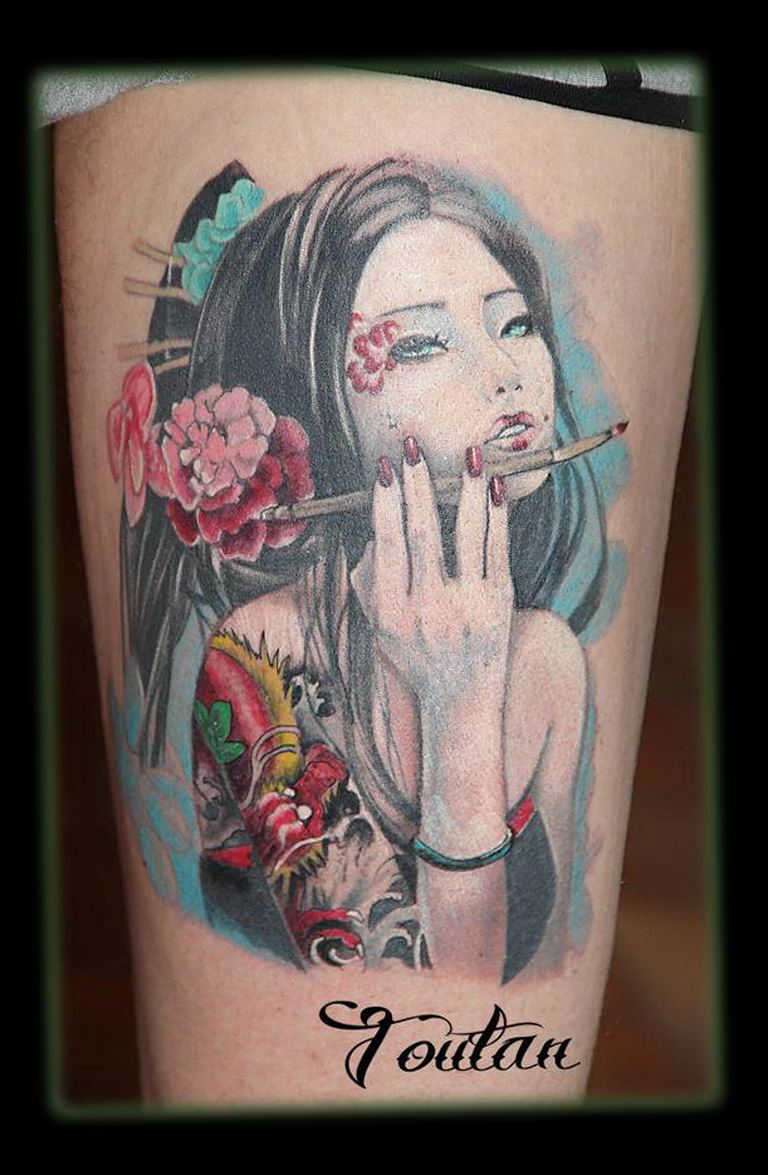 photo tattoo geisha 01.03.2019 №054 - geisha tattoo design idea - tattoovalue.net