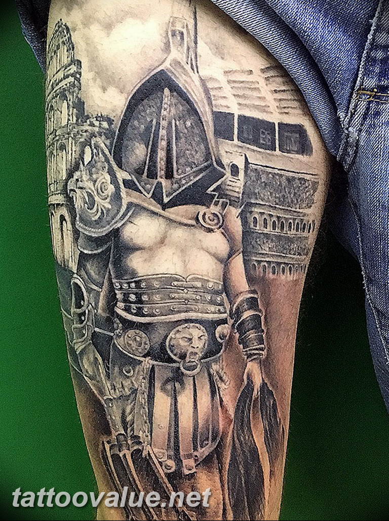Gladiator tattoo meaning: sense, history, photo drawings, sketches