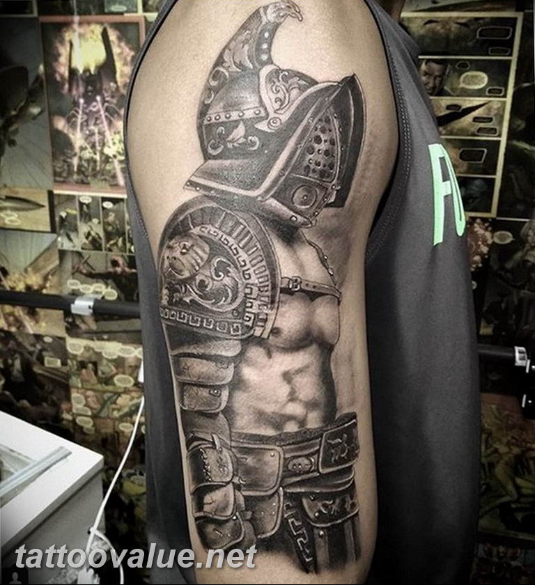 photo tattoo gladiator 01.03.2019 №310 - idea for tattoo tattoo with gladiator - tattoovalue.net