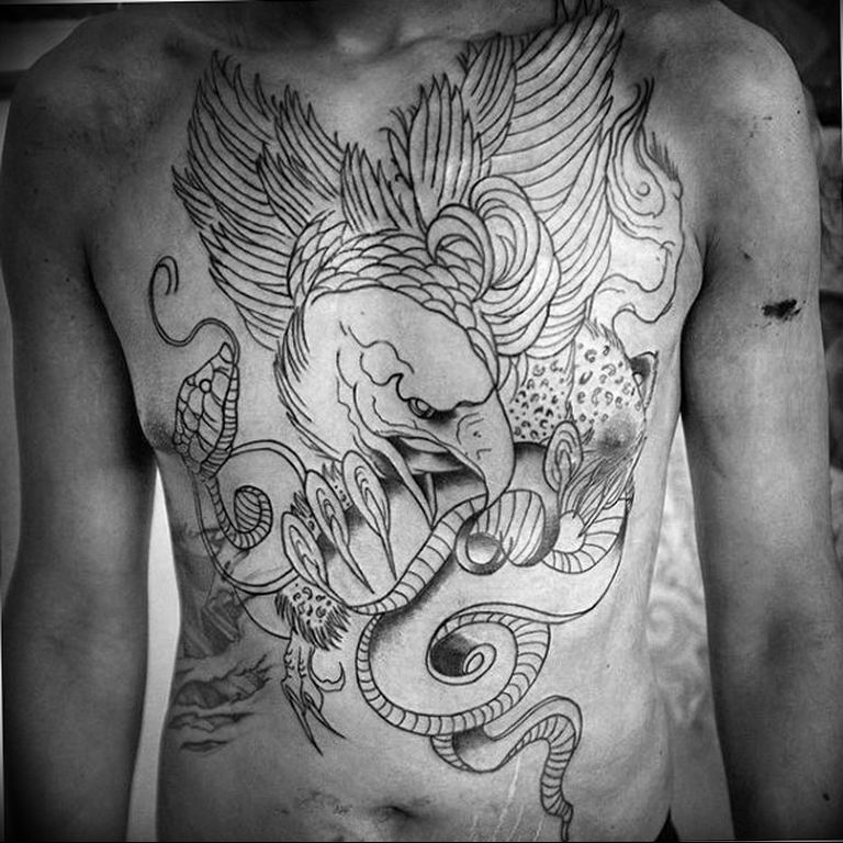 photo tattoo griffin 04.03.2019 №047 - idea for drawing a tattoo with a griffin - tattoovalue.net