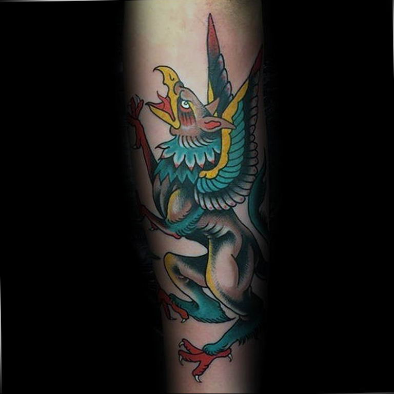 photo tattoo griffin 04.03.2019 №048 - idea for drawing a tattoo with a griffin - tattoovalue.net